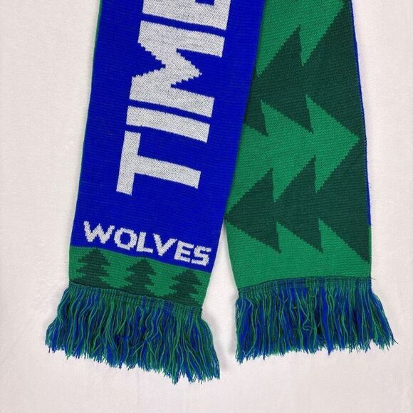 Minnesota Timberwolves Basketball Reversible with Green Trees Winter Scarf Unise - Picture 3 of 8